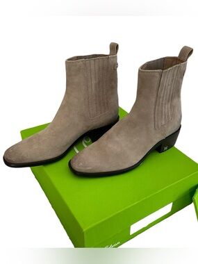 Sam Edelman Bronson Taupe/Putty Suede Ankle Boots Size 6M New With Box